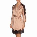 Prima Donna By Night zijden kimono met zwart kant crème