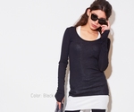 Blue Pepper fine knitt tee thumbhole shirt in black xs