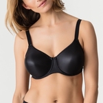 Prima Donna Satin gladde t-shirt bh zwart, niet voorgevormd
